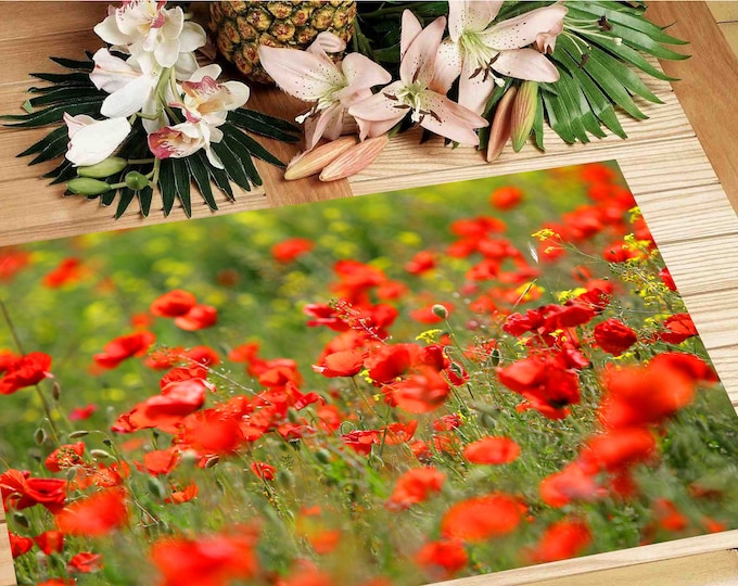 Featured listing image: Field of poppies placemat Vibrant A3 Size Washable Table Decor