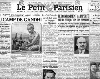 Plastic placemat old newspaper Gandhi