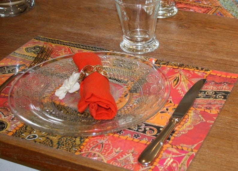 Set de table plastifié motif tissu indien - Etsy France