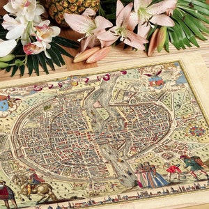 Laminiertes Tischset mit alter Karte von Paris