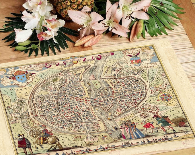 Featured listing image: Laminated placemat old map of Paris