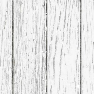 Puede incluir: Tablas de madera pintadas de blanco con un aspecto desgastado y deslucido. La pintura se est&aacute; descascarando y agrietando, revelando la veta natural de la madera debajo. Las tablas est&aacute;n dispuestas verticalmente, creando una est&eacute;tica r&uacute;stica y vintage.
