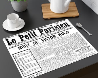 Plastic placemat old newspaper Death of Victor Hugo