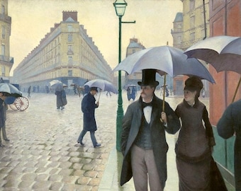 Laminated placemat Caillebotte Paris Street Rainy Day