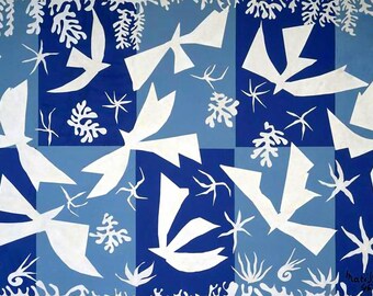 Set de table plastifié Henri Matisse Polynésie, le Ciel / Déco Art Abstrait Bleu / Set de Table Design Papiers Découpés