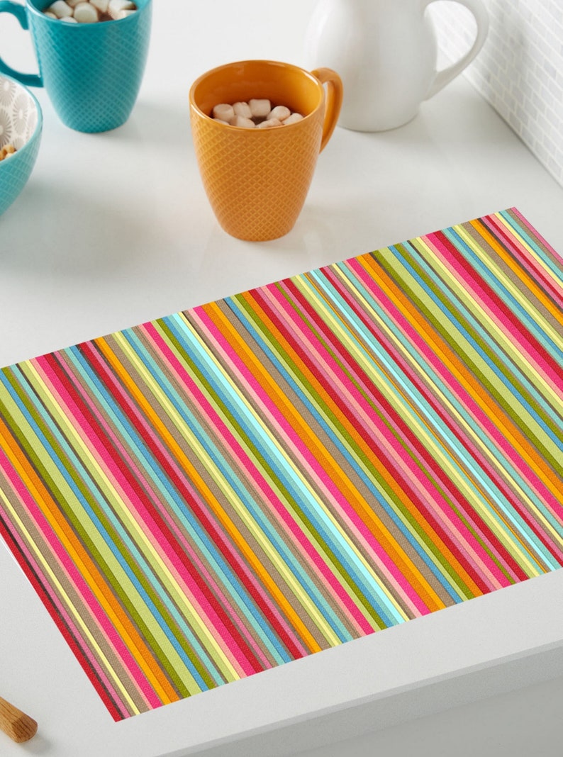 Set De Table Plastifié Set de table plastifié rayures multicolores | Etsy France