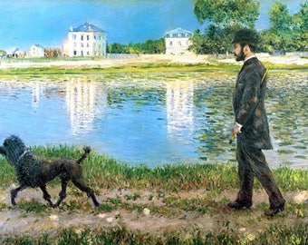 Laminated placemat Caillebotte Richard Gallo and his Dog at Petit Gennevilliers