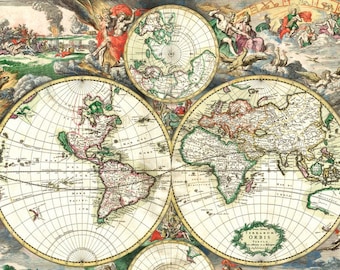 Laminated placemat old map of the world