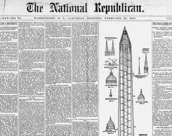 Plastic placemat old newspaper Washington Monument