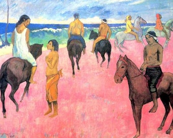 Original plastic placemat Gauguin "Riders on the Beach"