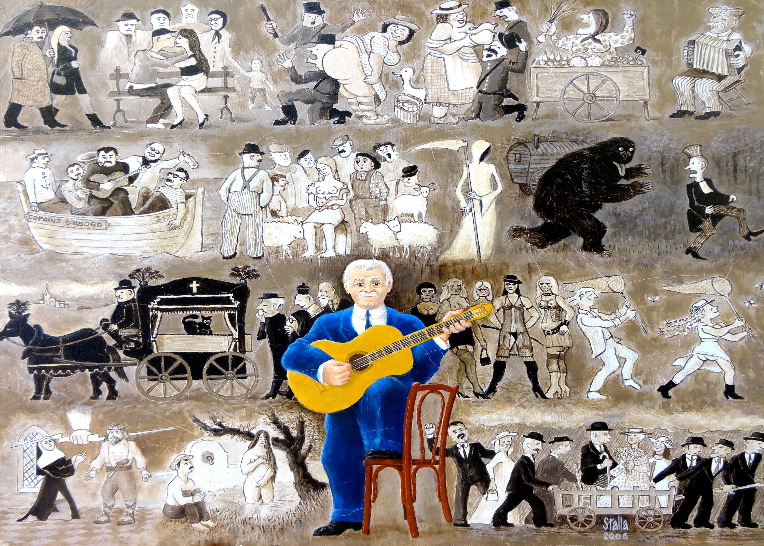 Set de Table Plastifié Christian Stalla Le Petit Monde Brassens