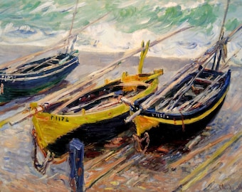 Original plastic placemat Monet Three Fishing Boats
