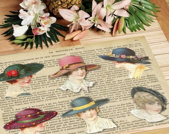 Laminated placemat vintage fashion hats