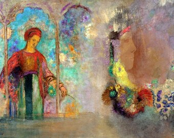 Laminated placemat Odilon Redon Woman in a gothic arcade
