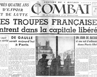Plastic placemat old newspaper Liberation of Paris