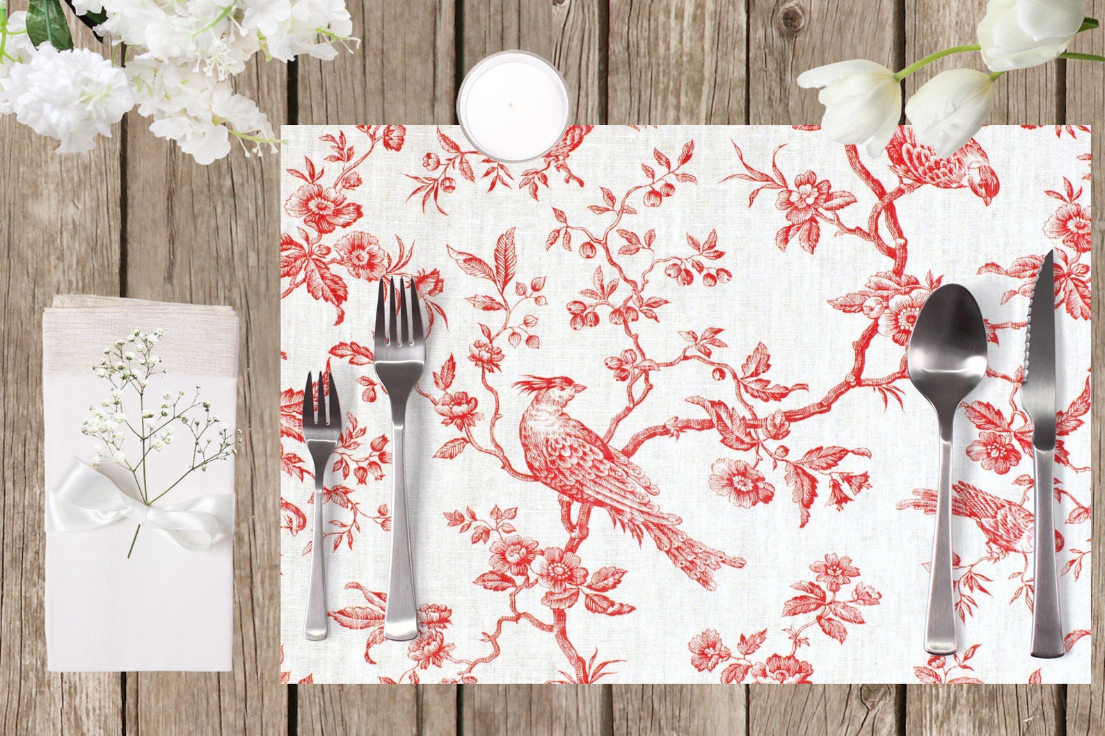 Set de table plastifié motif toile de Jouy rouge numéro 3 | Etsy France