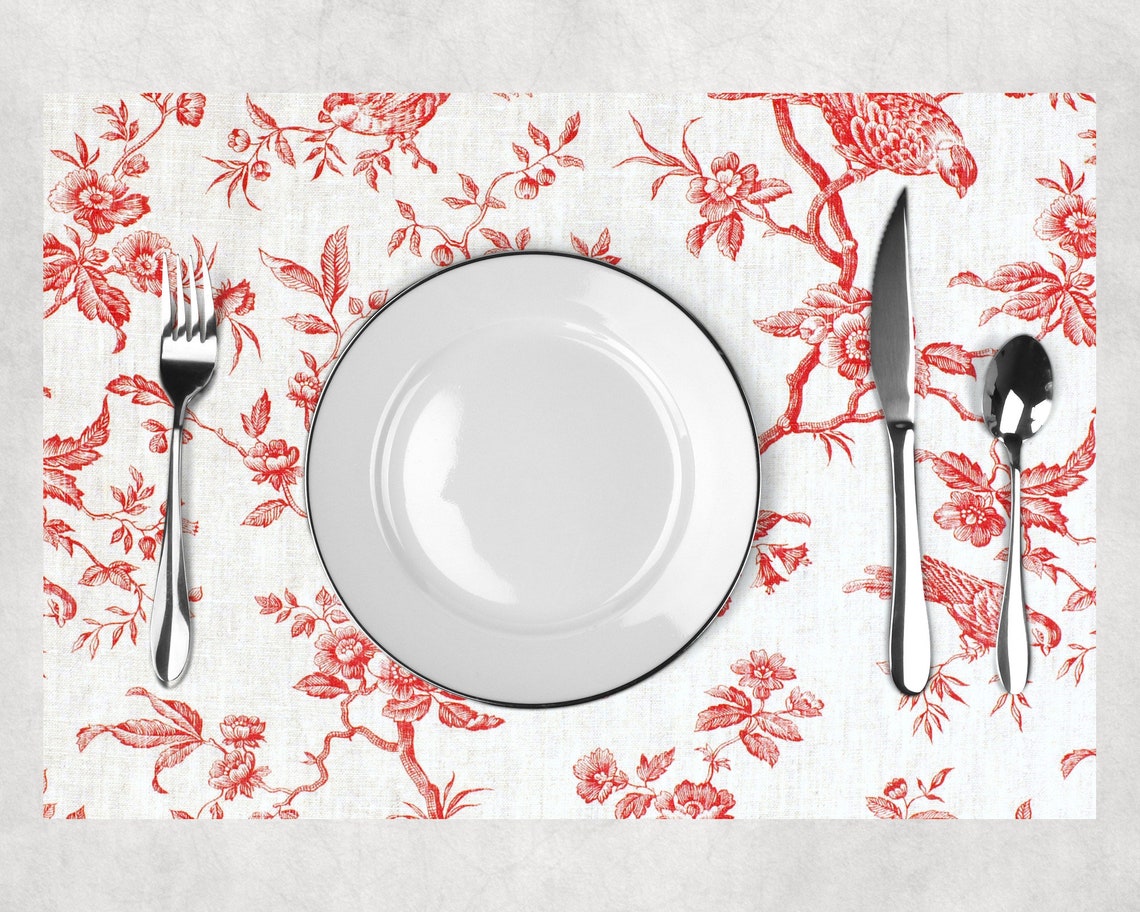 Set de table plastifié motif toile de Jouy rouge numéro 3 | Etsy France
