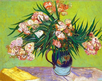Set de table plastifié Van Gogh Vase de lauriers roses et livres