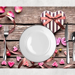 Original plastic placemat Valentine's Day Heart on wooden planks image 4