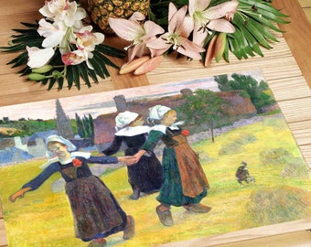 Set de table plastifié Gauguin La Ronde des petites Bretonnes / Post-Impressionnisme Breton / Scène Folklorique / Fabriqué en France