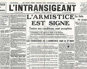 Set de table plastifié vieux journaux armistice 1918