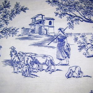Set di tavoli laminati toile de Jouy blu numero 1