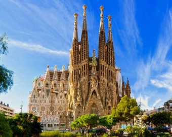 Laminated placemat spain barcelona Sagrada Familia