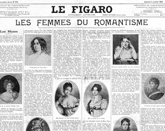 Plastic placemat old newspaper Women of the romanticism
