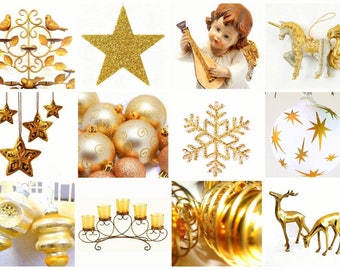 Original plastic placemat white and gold christmas decorations