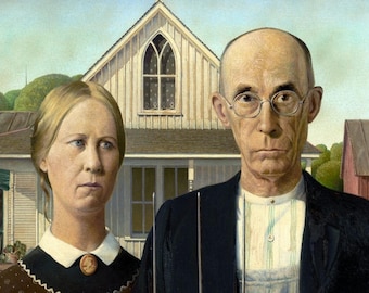 Laminated placemat Grant Wood American Gothic