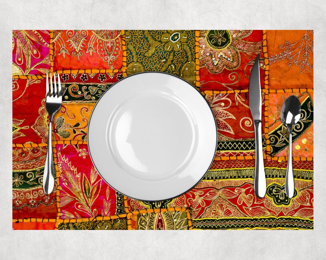 Laminated placemat Indian fabric Etsy