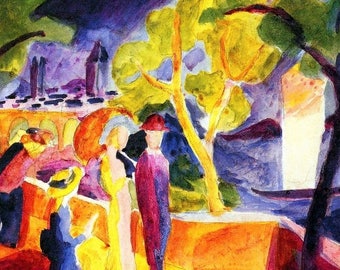 Laminated placemat Macke Walking at the Lake