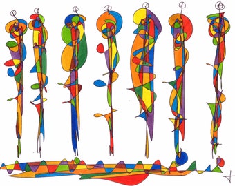 Contemporary artistic laminated placemat Hervé Chiari number 8