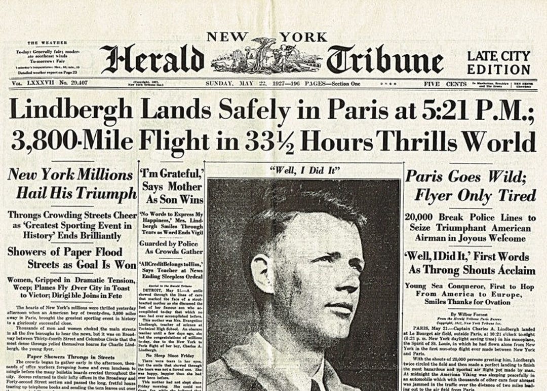 Laminated Placemat Old Newspaper Lindbergh - Etsy