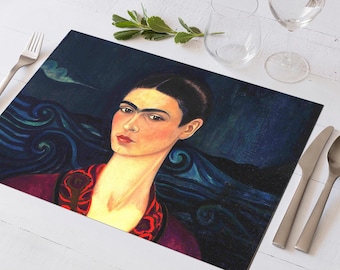 Set de table plastifié Frida Kahlo Autoportrait à la robe de velours / Autoportrait à la robe violette / set de table original