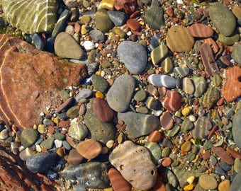 Laminated placemat pebbles in the water