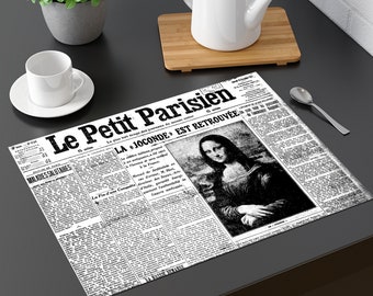 Plastic placemat old newspaper Mona Lisa is found