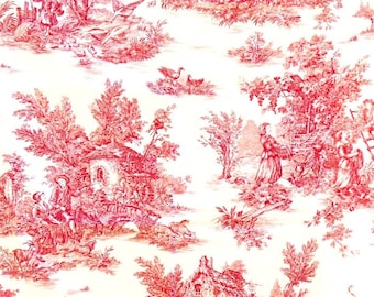 Red Toile de Jouy plastic Placemat A3 Sized Washable Table Decor