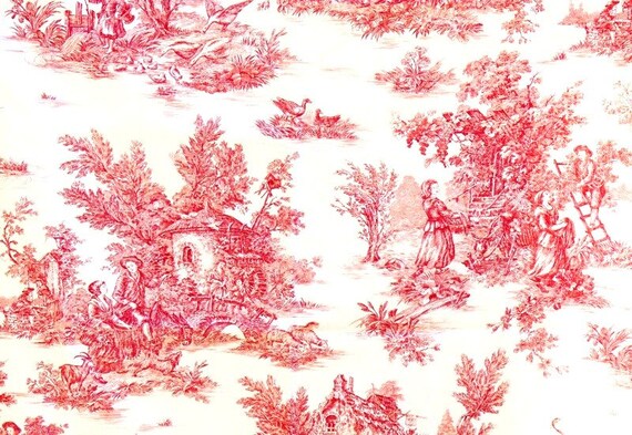 Tischset Laminiert Rot Jouy Leinwand Muster Nummer 1 Etsy