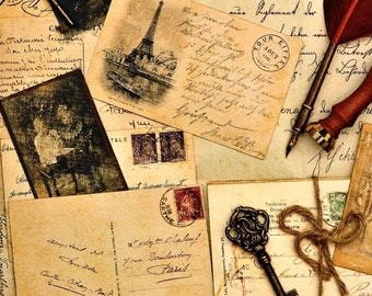 Laminated placemat old postcards
