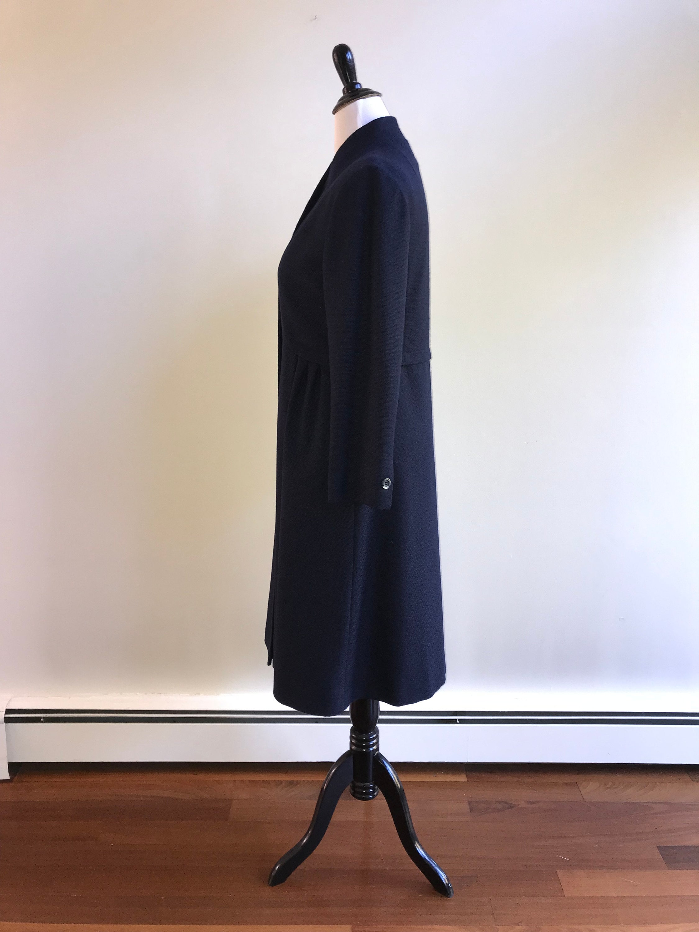 Navy Blue Wool Blend Vintage Coat by Loring Rare Plus Size