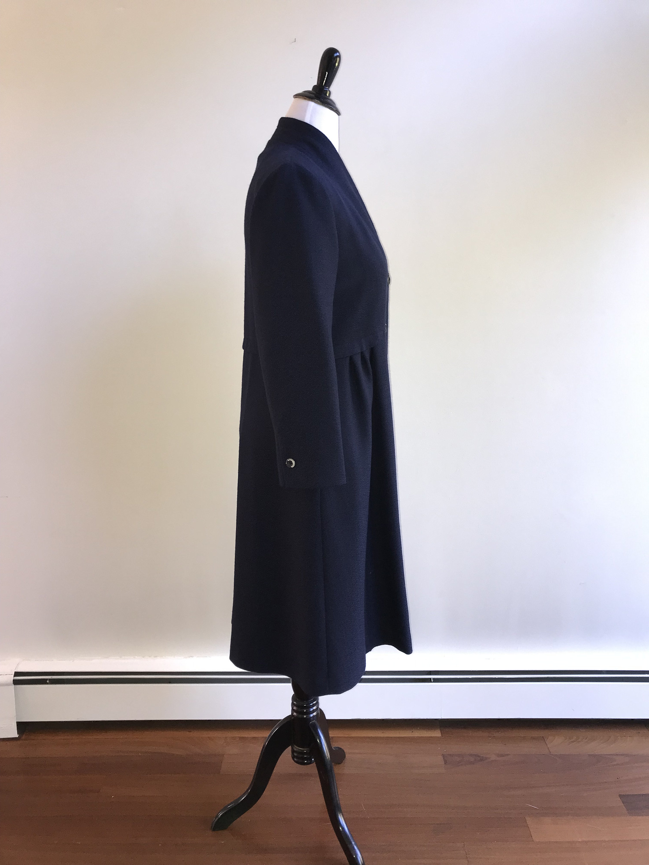 Navy Blue Wool Blend Vintage Coat by Loring Rare Plus Size