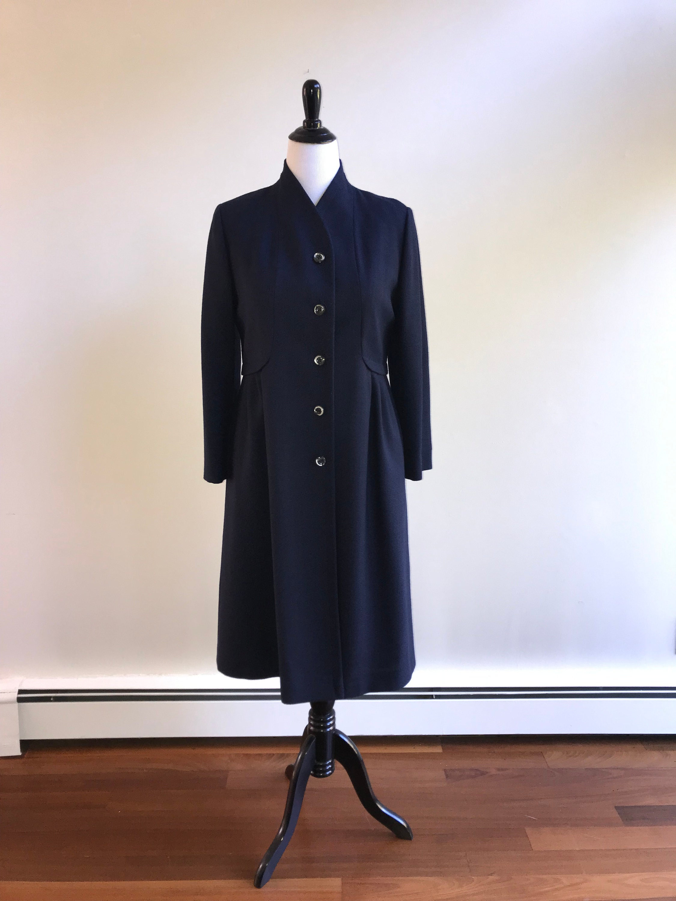 Navy Blue Wool Blend Vintage Coat by Loring Rare Plus Size