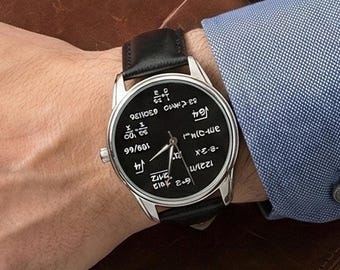 Math Formula Watch, Math Teacher Gift, Engineer Present, Geeky Nerd Accessory for Him or Her, Unisex Science Lover Watch, Graduation Gift