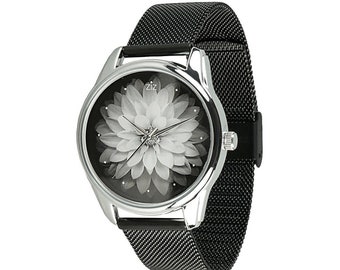Aster Flower Black White Watch/ Black White Watch/ Flower | Etsy