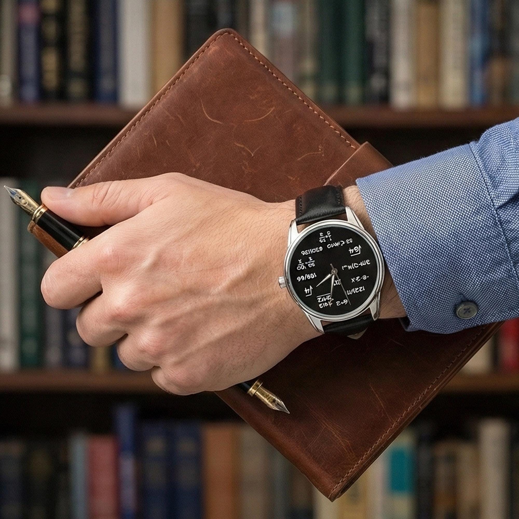 Montre maths/Cadeaux maths/Montre homme/Cadeau homme montres/Cadeau professeur de maths/Montre amusante/Montre cadeau amusante/Montre noir blanc/Montr