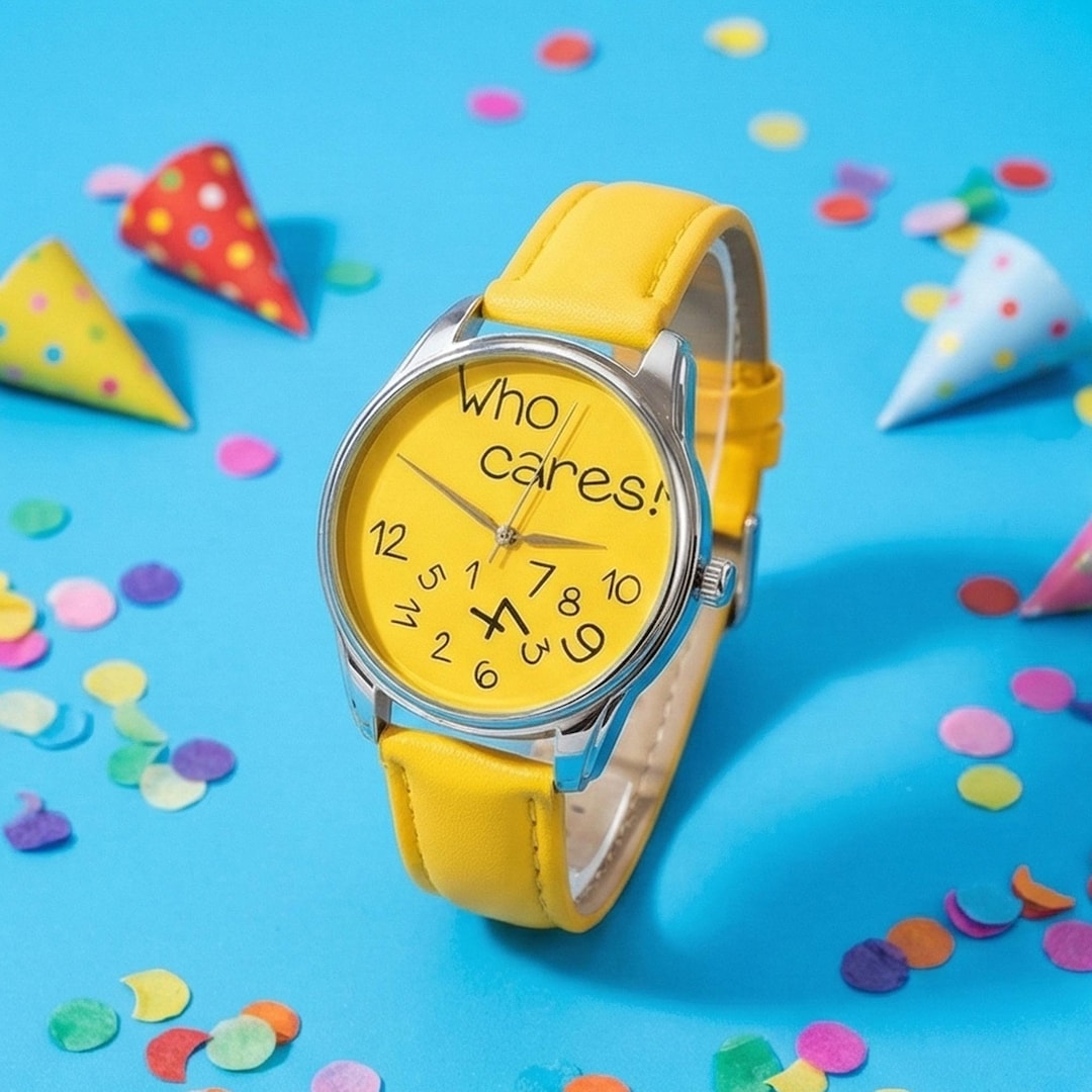 Who Cares, Funny Yellow Watch! Dial I'm Late Anyway Watch, Novelty ...