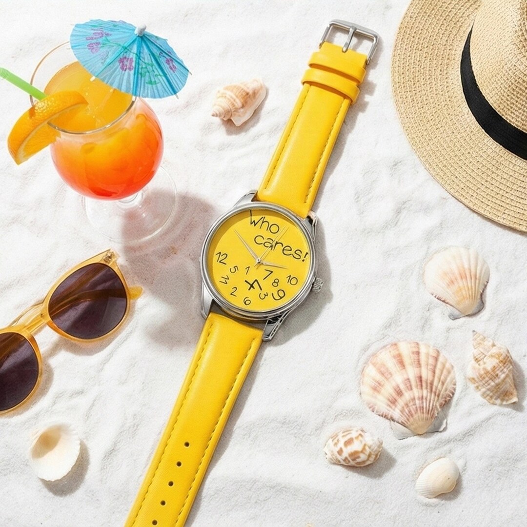 Funny Yellow Watch, Who Cares! Dial I'm Late Anyway Watch, Sarcastic ...