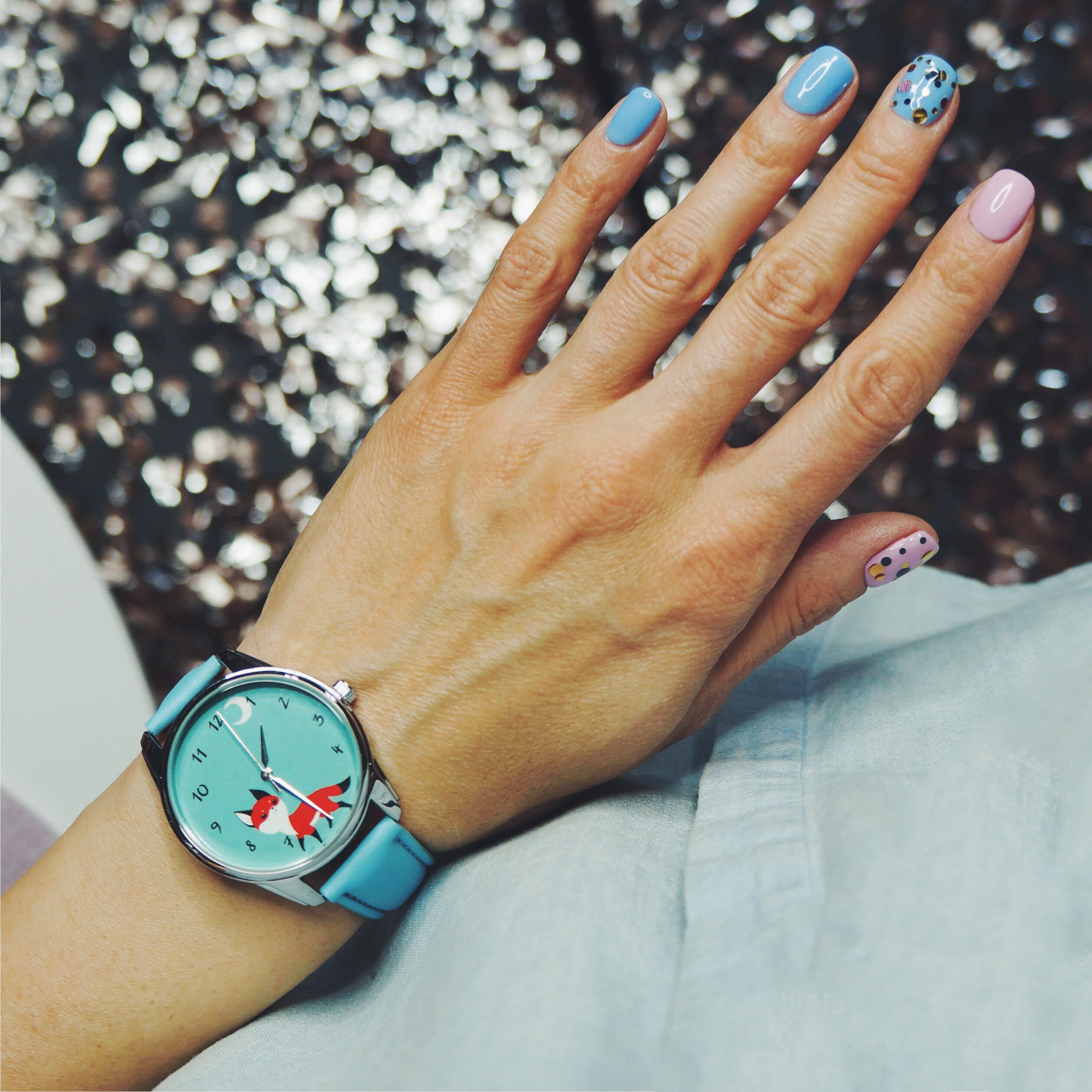 Little Fox Watch/ Blue Watch/ Fox Watch/ Red Fox Watch/ Animal Watch/ Women Gift Watch/ Cute Animal Fox Watch/ Light Blue Watch/ Cute Watch