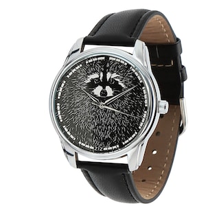 Raccoon Watch/ Black Wrist Watch/ Animal Watch/ Black White Watch/ Black White Raccoon Watch/ Funny Raccoon Watch/ Women&#39;s Watch/Men&#39;s Watch